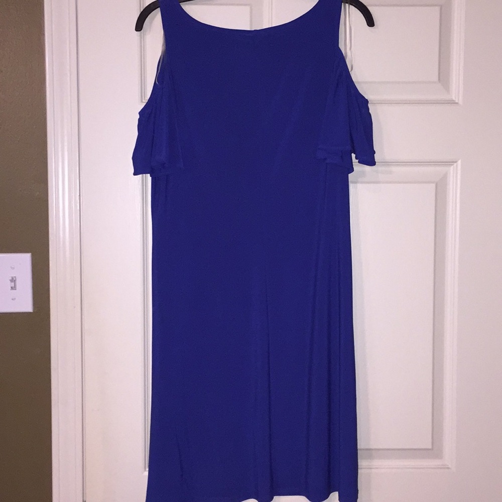 Blue Cold Shoulder Dress - Picture 4 of 4
